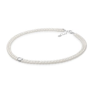 Colier cu perle naturale si inima din argint DiAmanti 252-17C-G (Argint 925‰ 1,8 g.)